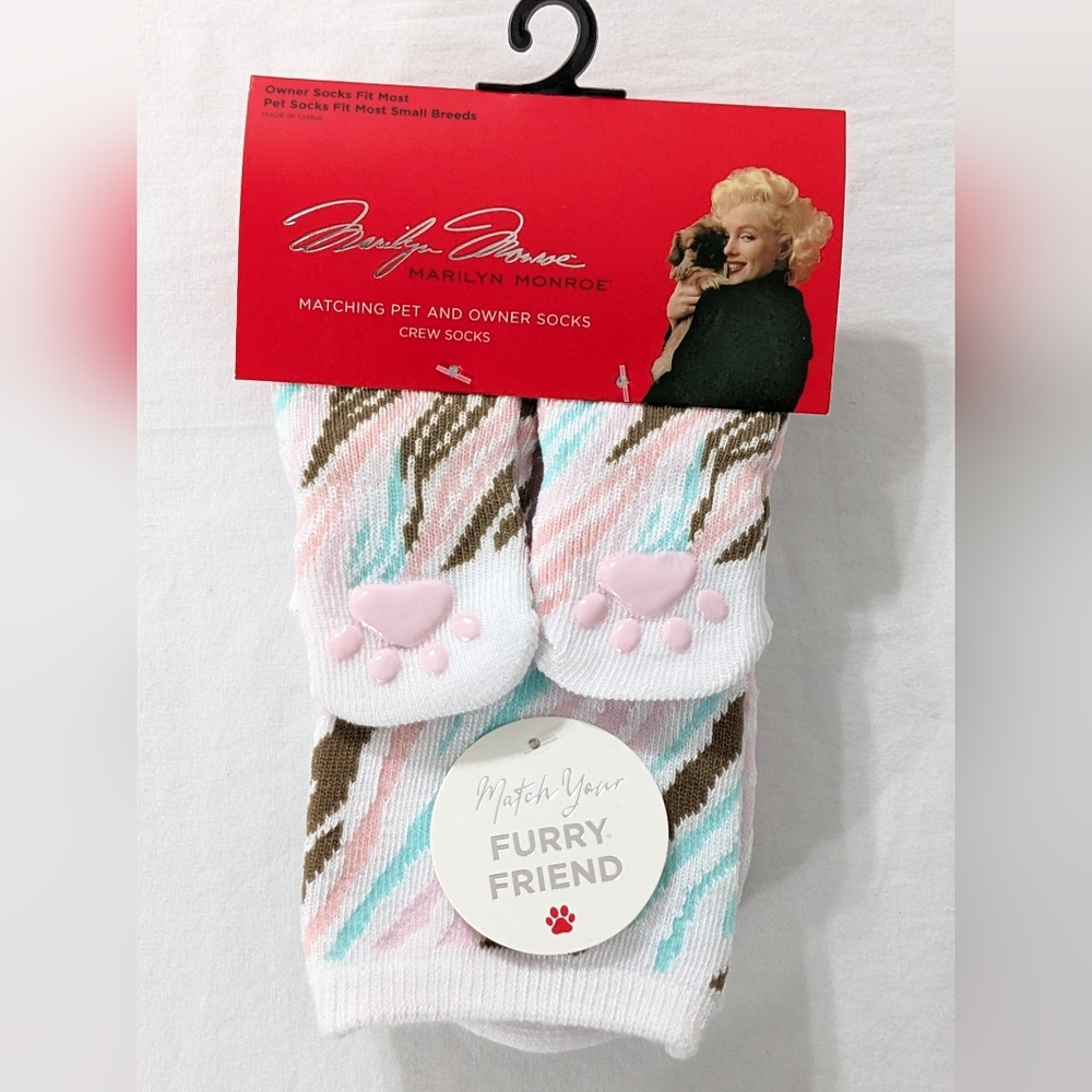 Marilyn Monroe Matching Pet And Owner Socks, Crew Socks, Animal Print, NEW